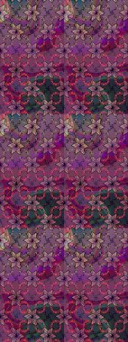 Raster çiçek izi. Klasik taslak çizimi. Çiçeksel mor ve kahverengi çizim deseni.