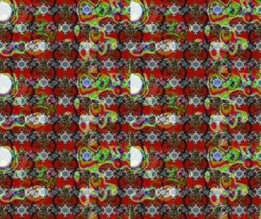 Raster - stok. Eskiz arkaplan modeli. Yapraklı çiçekler ve kırmızı renkli papatya çiçekleri..