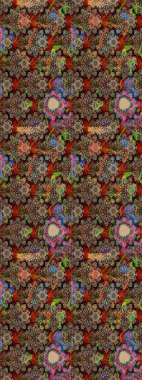 Raster illüstrasyonu. El çizimi. Çiçekli, yapraklı, çiçek desenli çizim..