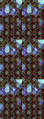 Şirin çiçekli eskiz deseni ve mavi renkli yapraklar, suluboya çiçek deseni, duvar kağıdı, kart veya kumaş için fayanslı. Raster illüstrasyonu.