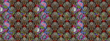 Gri renkli çiçekler. Tropik çiçek desenleri. Raster illüstrasyonu.