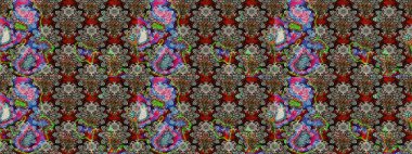 Gri renkli çiçekler. Tropik çiçek desenleri. Raster illüstrasyonu.