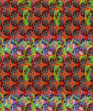 Çiçek buketleriyle klasik bir eskiz şekli. Kahverengi renklerde. Raster illüstrasyonu.