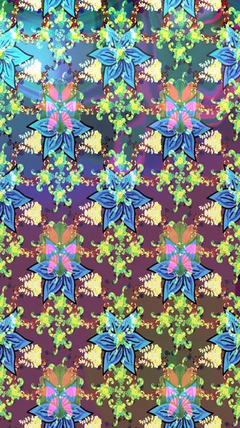 Mavi renkli çiçekler. Gömlek, arka plan modelini çiz. Tropik çiçekler.