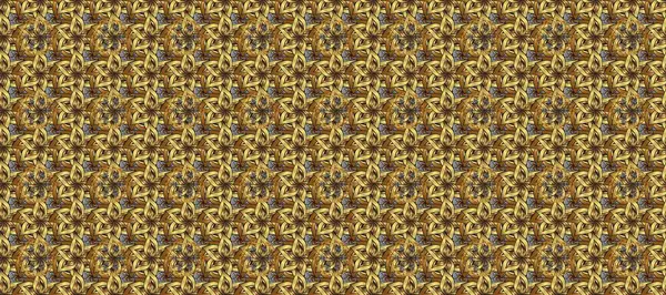 Raster illüstrasyonu. Klasik klasik klasik arka plan. Kusursuz klasik raster altın desenli. Geleneksel oryantasyon süsü. Sarı, kahverengi ve bej renklerde altın elementlerle kusursuz desen.