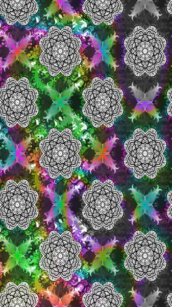 Üzerinde gri renkte karalamalar olan çiçek desenleri çiz. Raster illüstrasyonu.