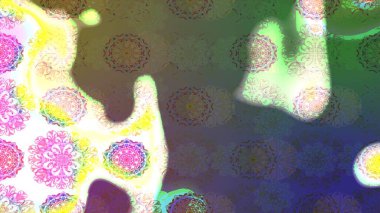 Renkli Bahar Teması eskiz kalıbı. Yeşil renkli çiçekler. Raster illüstrasyonundaki çiçek desenli çizim. Düz Çiçek Elementleri Tasarımı.