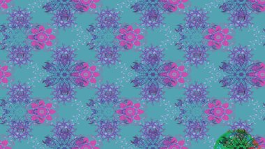 Düz Çiçek Elementleri Tasarımı. Renkli Yaz Temalı eskiz kalıbı. Raster Illustrasyon 'daki Çiçek Deseni' nin son moda çizimi. Mavi renkte çiçekler.