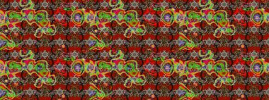 Raster düz çiçek çizim deseni. Hediye ambalaj kağıdı, tebrik kartları, posterler ve pankart tasarımı. Kırmızı renkte çiçekler.