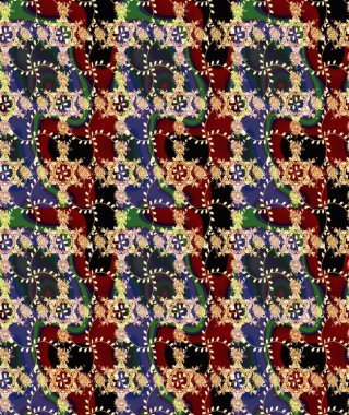 Kırmızı ve bej renkte kırmızı ve bej papatya deseni. Raster illüstrasyonu. Kırmızı ve bej renklerde.