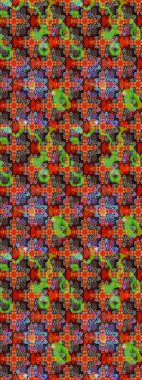 Raster illüstrasyonundaki çiçek desenli çizim. Kırmızı renkte çiçekler.