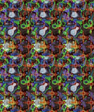 Raster deseni. Bahar çiçekleriyle desen dalla, kahverengi renklerle çiçek siluetiyle.