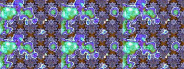 Moda baskıları için zarif bir şablon. Halk tarzı. Modern çiçek arkaplanı. Parlak renkli çiçekleri ve mor renkli yaprakları olan harika bir çiçek deseni..