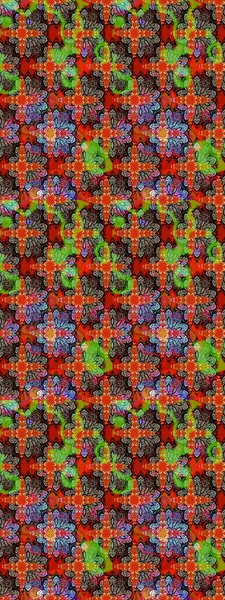 Raster illüstrasyonundaki çiçek desenli çizim. Kırmızı renkte çiçekler.