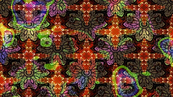 Etnik Mandala süsü. Raster Henna dövme stili. Kızılderili desenli desenli desenli şal deseni. Tekstil, tebrik kartı, boyama kitabı, telefon kılıfı baskısı için kullanılabilir.