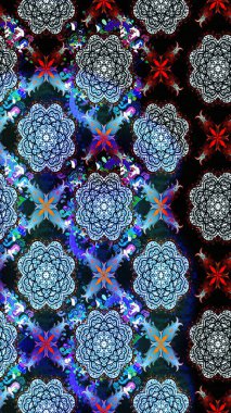 Taslak dekoratif arka plan, çiçek mandala. Çiçek. Raster illüstrasyonu. Mavi renklerde.