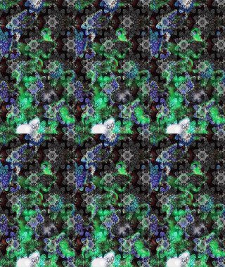 Güzel kumaş deseni. Karalama çiçeği. Renkli Bahar Teması eskiz kalıbı. Raster illüstrasyonu. Zentangle soyut çiçekleri. Düz Çiçek Elementleri Tasarımı.