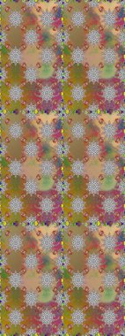 Raster illüstrasyonu. Kahverengi ve gri renkli çiçekler. Çiçekli, suluboya desenli kusursuz çiçek deseni. Düz Çiçek Elementleri Tasarımı. Renkli Bahar Teması Kusursuz Arkaplan.