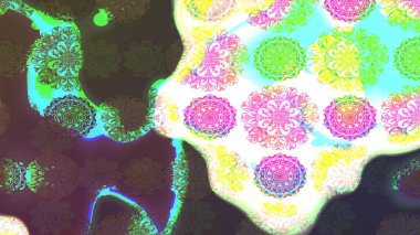 Yeşil renkli çiçekler. Renkli Bahar Teması eskiz kalıbı. Sevimli çiçek raster deseni. Düz Çiçek Elementleri Tasarımı.