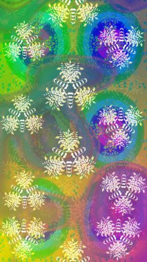 Raster illüstrasyonundaki çiçek desenli çizim. Renkli Bahar Teması eskiz kalıbı. Süslü kumaş deseni. Düz Çiçek Elementleri Tasarımı.