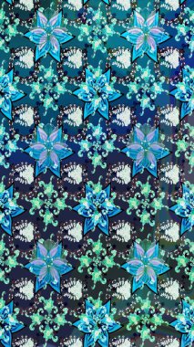 Çiçekli karalama şeklinde Raster çiçek deseni. Mavi renkli çiçekler. Yumuşak, yaz çiçekli arka plan.