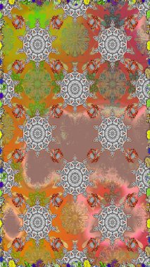 Renkli Bahar Temalı Kusursuz Arkaplan. Çiçeksiz desenli arka plan. Gri renkli çiçekler. Düz Çiçek Elementleri Tasarım Raster illüstrasyonu.