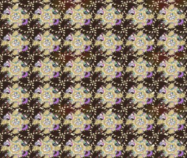 Çiçek deseni. Raster illüstrasyonu. Chichi 'nin kumaş kalıbını çiz. Renkli Bahar Teması eskiz kalıbı. Düz Çiçek Elementleri Tasarımı.