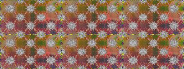 El çizimi. Suluboya çizimi. Çiçeklerle kusursuz desen. Kahverengi ve gri renkte çiçekler.