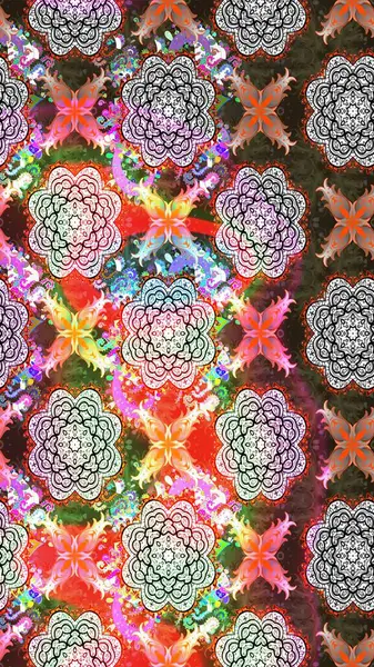 Kumaş desenli papatya çiçeği detayı. Tarafsız renklerde çiçekler.