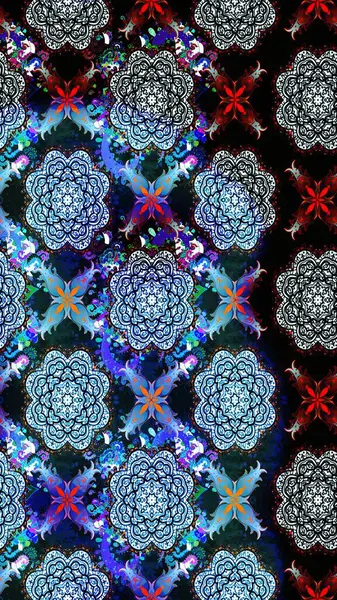 Taslak dekoratif arka plan, çiçek mandala. Çiçek. Raster illüstrasyonu. Mavi renklerde.