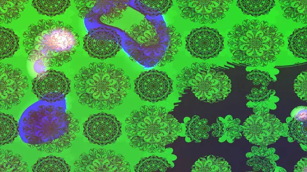 Küçük çiçekteki sevimli çiçek deseni. Yeşil renkte çiçekler.