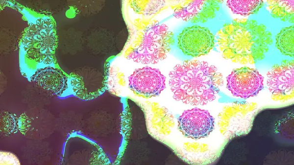 Yeşil renkli çiçekler. Renkli Bahar Teması eskiz kalıbı. Sevimli çiçek raster deseni. Düz Çiçek Elementleri Tasarımı.