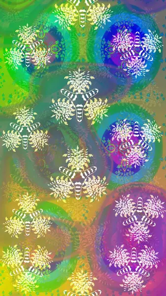 Raster illüstrasyonundaki çiçek desenli çizim. Renkli Bahar Teması eskiz kalıbı. Süslü kumaş deseni. Düz Çiçek Elementleri Tasarımı.