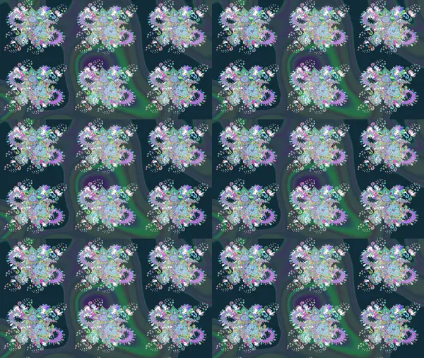 Çizim çiçek deseni duvar kağıdı, web sitesi arka planı, ambalaj kağıdı, davetiye, broşür, afiş veya web sitesi için kullanılabilir. Parlak elementlerin. El çizimi Raster illüstrasyonu.