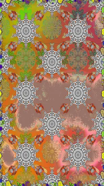 Renkli Bahar Temalı Kusursuz Arkaplan. Çiçeksiz desenli arka plan. Gri renkli çiçekler. Düz Çiçek Elementleri Tasarım Raster illüstrasyonu.