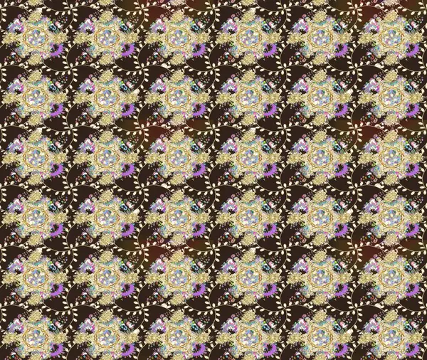 Çiçek deseni. Raster illüstrasyonu. Chichi 'nin kumaş kalıbını çiz. Renkli Bahar Teması eskiz kalıbı. Düz Çiçek Elementleri Tasarımı.