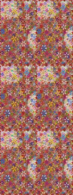 Renkli Bahar Temalı Kusursuz Arkaplan. Kahverengi ve pembe renkli şirin çiçek desenleri. Düz Çiçek Elementleri Tasarımı. Raster Modaya uygun kumaş deseni.