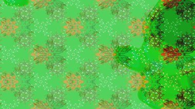 Yeşil renkli yeşil papatya deseni. Yeşil renklerde. Raster illüstrasyonu.