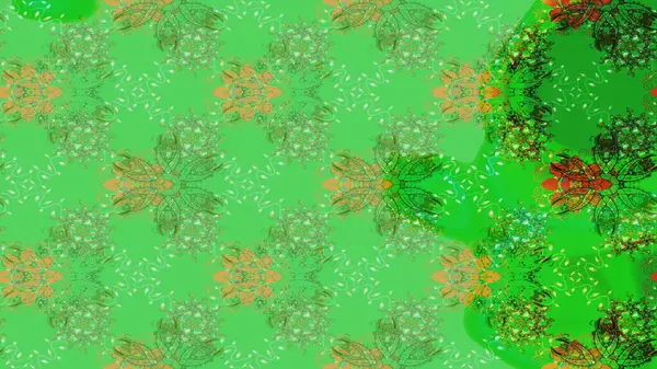 Yeşil renkli yeşil papatya deseni. Yeşil renklerde. Raster illüstrasyonu.