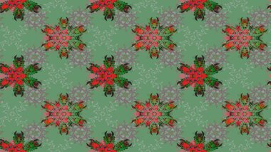 Yeşil renkte güzel çiçekler, suluboya desenli, duvar kağıdı, kart ya da kumaş için fayanslı eskizler. Raster..