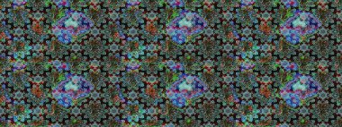 Çiçekli eskiz çizimi. Renkli Yaz Temalı eskiz kalıbı. Mavi renkli çiçekler. Düz Çiçek Elementleri Tasarımı.