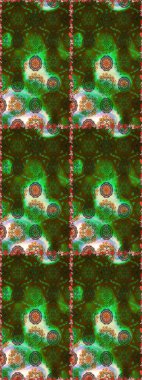 Çiçeksiz desenli nakış işlemeli gelincikler ve vadideki zambaklar. Tekstil tasarımı için geleneksel Raster çiçek buketi yeşil ve kahverengi renkler.