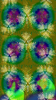 Küçük çiçekte güzel bir desen var. - Yeşil çiçekler. Çiçek kompozisyonu. Çiçek kolajı. Raster deseni. Çiçek arkaplan. Doğa.