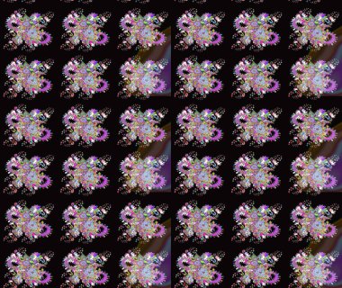 Sevimli çiçek raster deseni. Renkli Yaz Temalı eskiz kalıbı. Modaya uygun kumaş deseni. Düz Çiçek Elementleri Tasarımı.