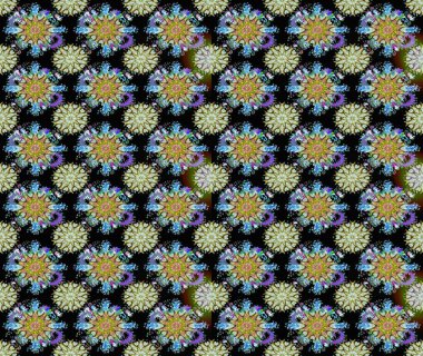 Çiçek desenli çizim. Raster illüstrasyonu. Renkli Bahar Teması eskiz kalıbı. Siyah ve nötr renklerde çiçekler. Düz Çiçek Elementleri Tasarımı. Asya tekstil tarzında.