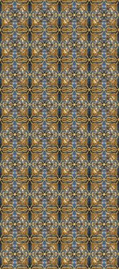 Damask altın soyut çiçek deseni kahverengi, bej ve mavi renklerde. Süslü dekorasyon. Raster illüstrasyonu.