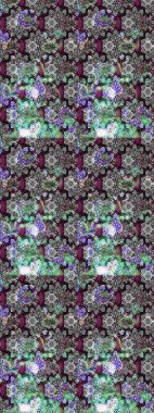 Raster illüstrasyonu. El çizimi çiçekli soyut çizim kalıbı. Gri renkli çiçekler.