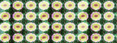 Raster illüstrasyonundaki çiçek desenli çizim. Yeşil renkte çiçekler.