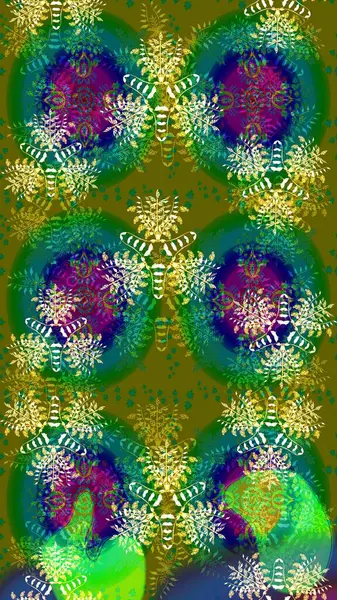 Küçük çiçekte güzel bir desen var. - Yeşil çiçekler. Çiçek kompozisyonu. Çiçek kolajı. Raster deseni. Çiçek arkaplan. Doğa.