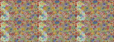 Çiçek süsü ile kusursuz desen. Tarafsız ve yeşil renklerde çiçekler. Raster illüstrasyonu.